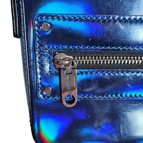 Milly Crossbody Bag Blue Holographic Iridescent Y2K Party Chain Link Strap - Picture 3 of 11